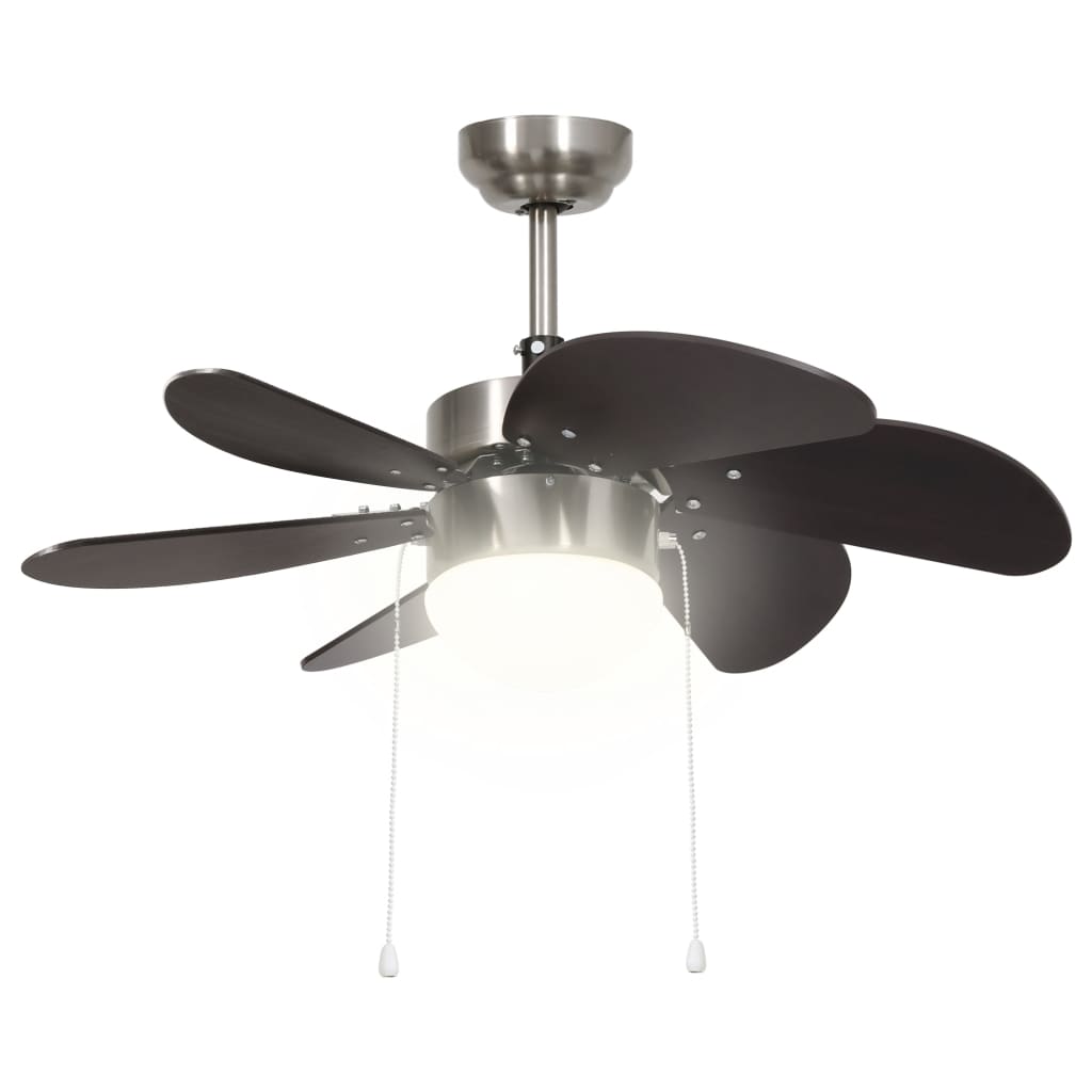 Ventilateur de plafond avec lampe 76 cm marron foncé