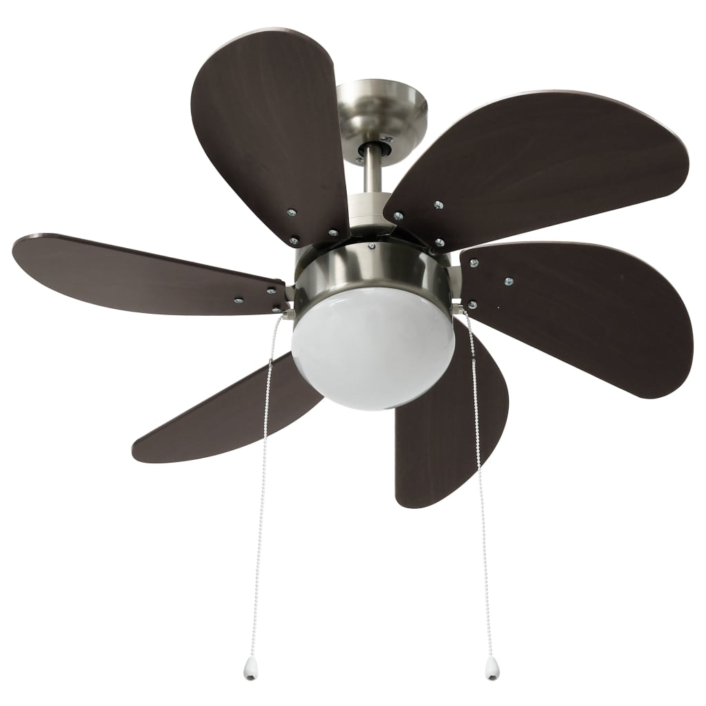 Ventilateur de plafond avec lampe 76 cm marron foncé