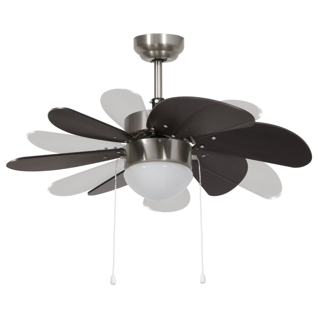 Ventilateur de plafond avec lampe 76 cm marron foncé