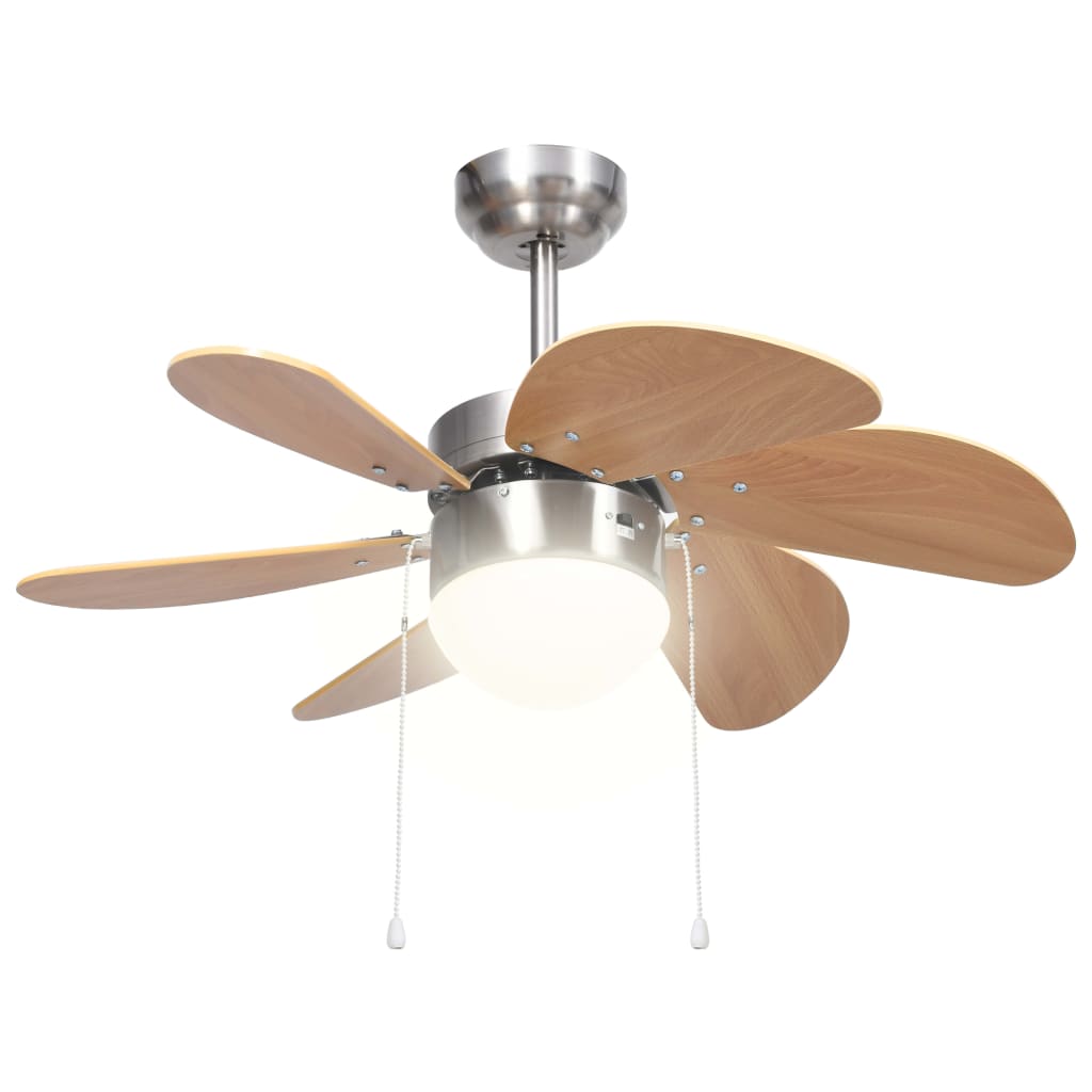 Ventilateur de plafond avec lampe 76 cm marron clair