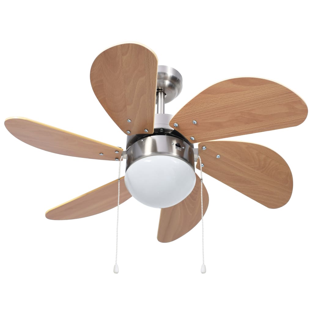 Ventilateur de plafond avec lampe 76 cm marron clair