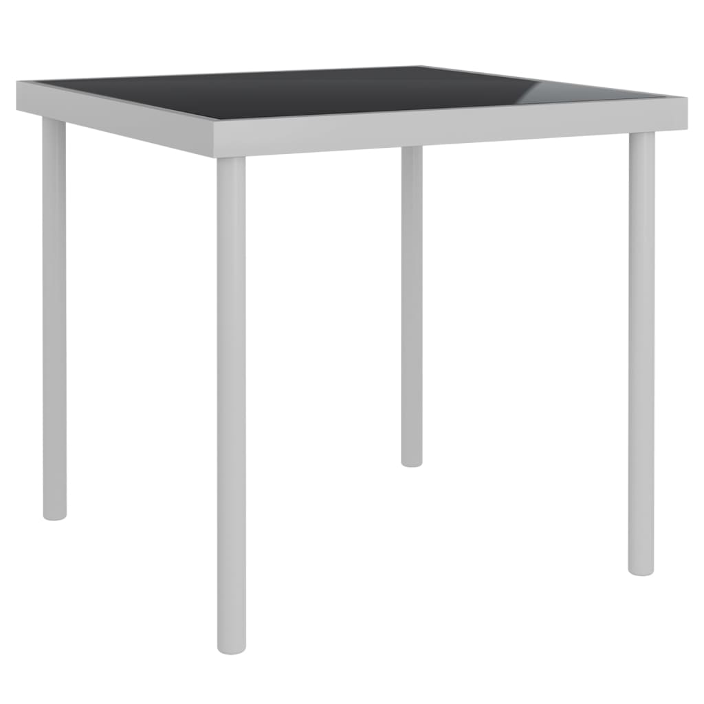 Garten-Esstisch Hellgrau 80x80x72 cm Glas und Stahl