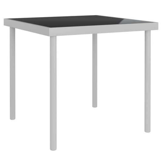 Garten-Esstisch Hellgrau 80x80x72 cm Glas und Stahl