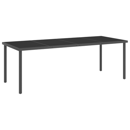 Table à manger de jardin anthracite 220x90x75 cm acier et verre