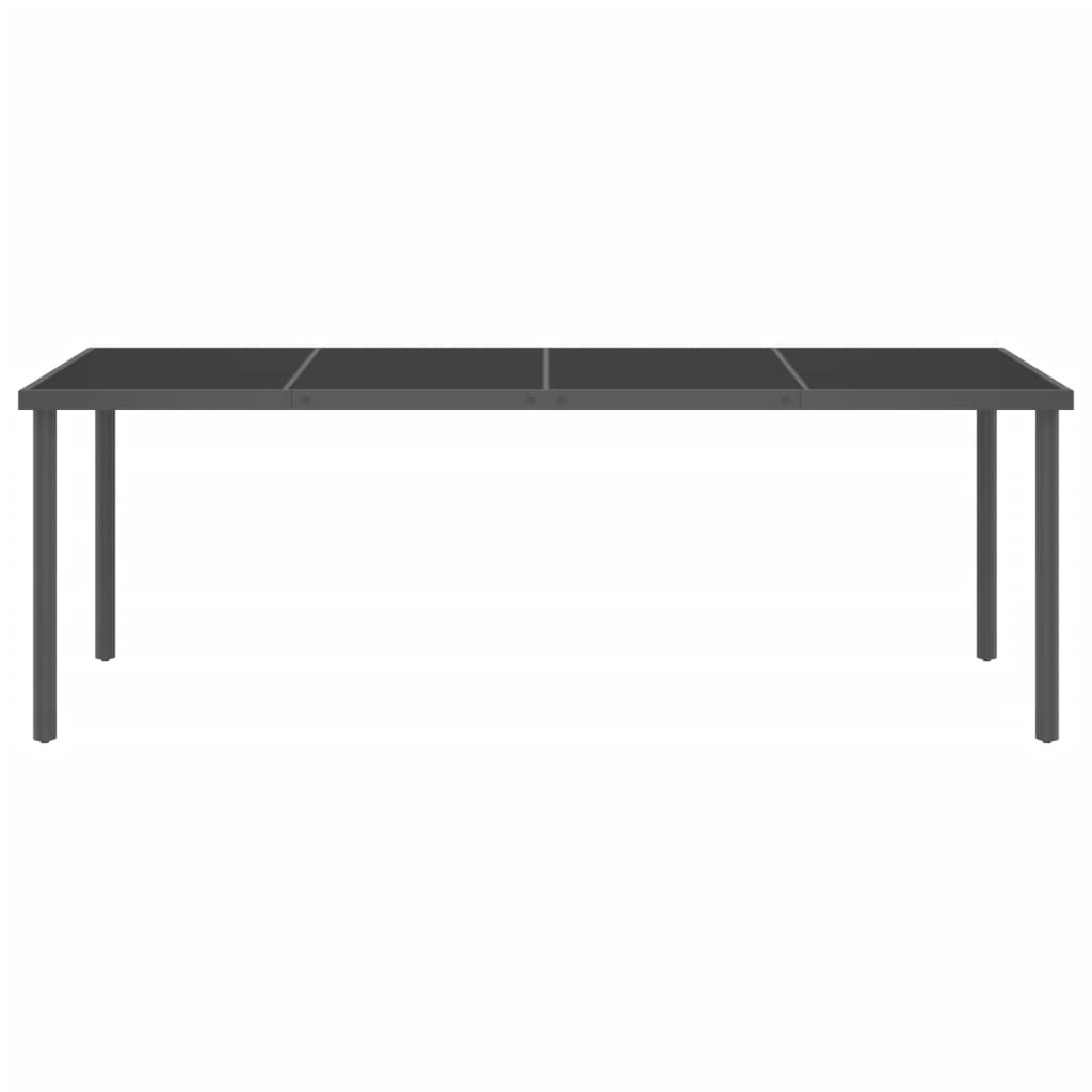 Table à manger de jardin anthracite 220x90x75 cm acier et verre
