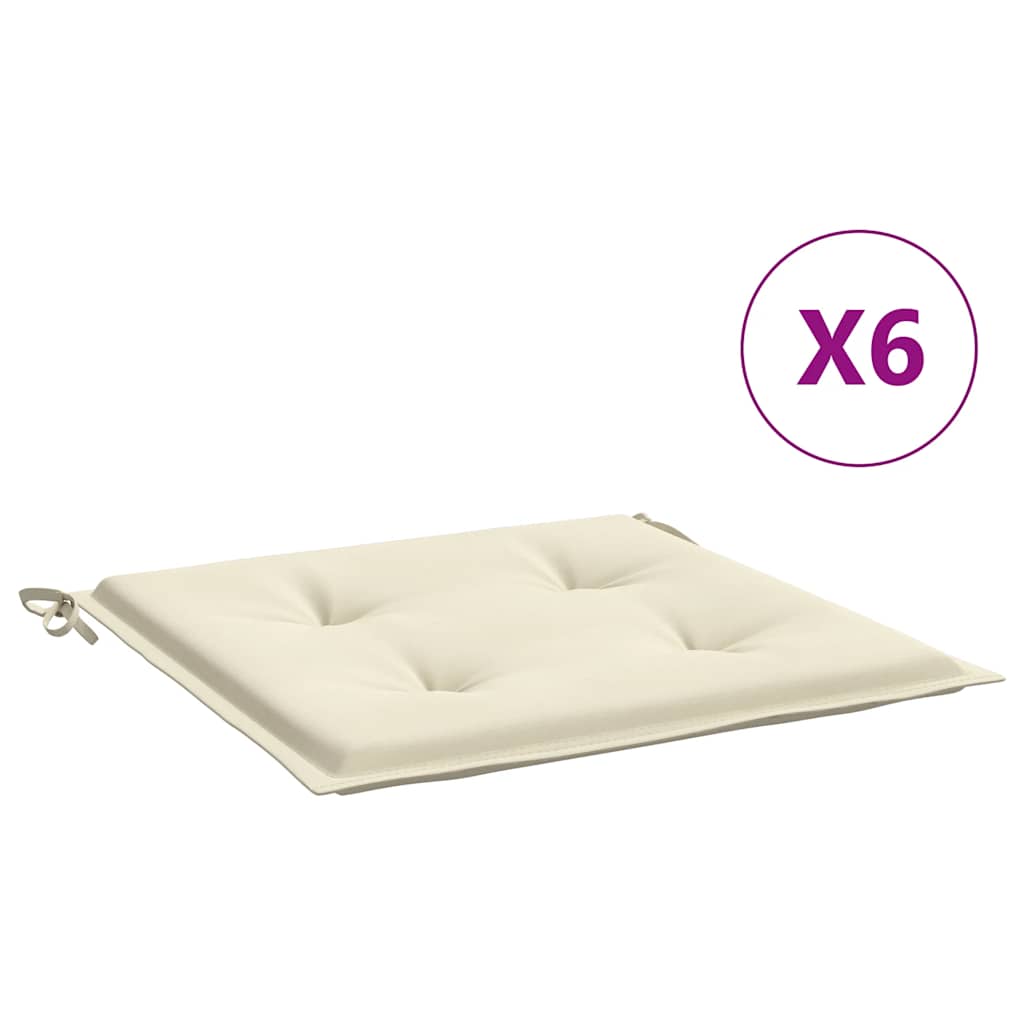 Gartenstuhl-Kissen 6 Stk. Creme 40x40x4 cm Oxford-Gewebe