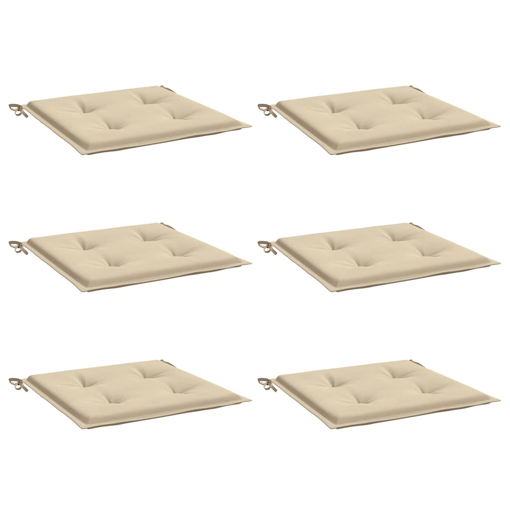 Gartenstuhl-Kissen 6 Stk. Beige 40x40x3 cm Oxford-Gewebe