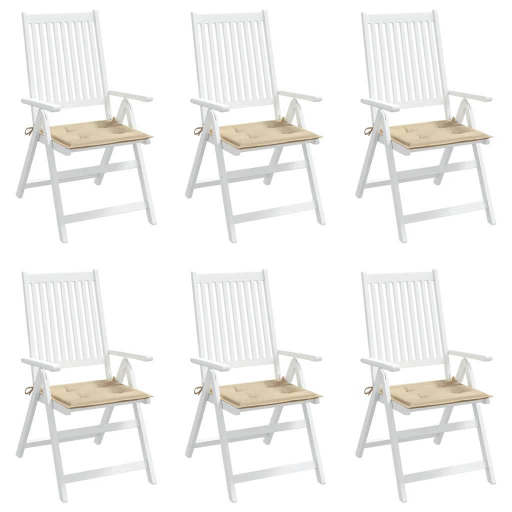 Gartenstuhl-Kissen 6 Stk. Beige 40x40x3 cm Oxford-Gewebe
