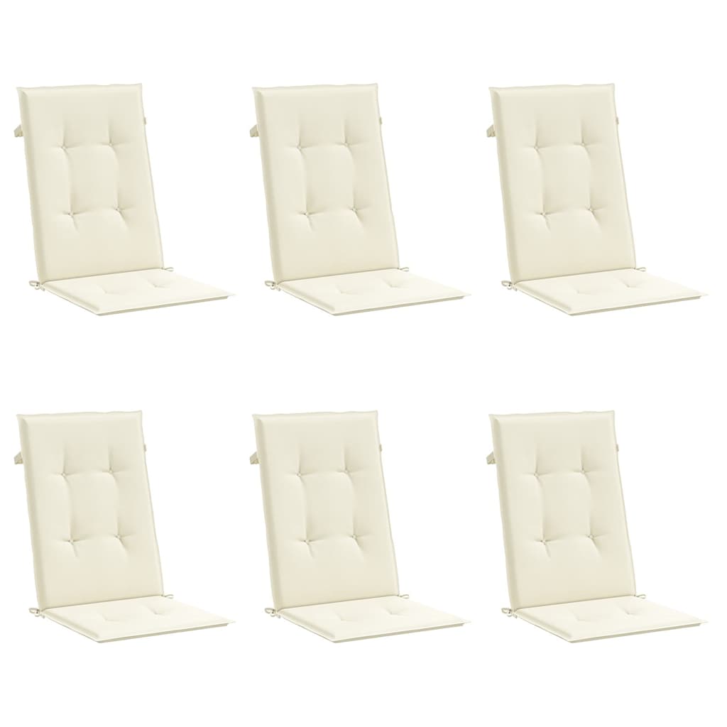 Gartenstuhlauflagen für Hochlehner 6Stk. Creme 120x50x3cm Stoff