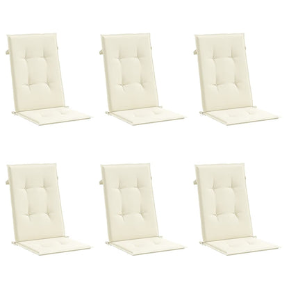Gartenstuhlauflagen für Hochlehner 6Stk. Creme 120x50x3cm Stoff