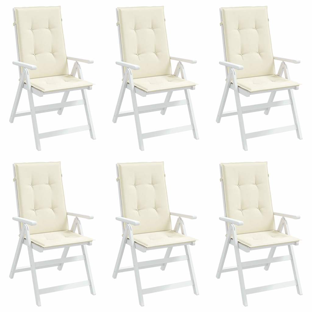 Gartenstuhlauflagen für Hochlehner 6Stk. Creme 120x50x3cm Stoff