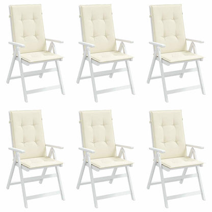 Gartenstuhlauflagen für Hochlehner 6Stk. Creme 120x50x3cm Stoff