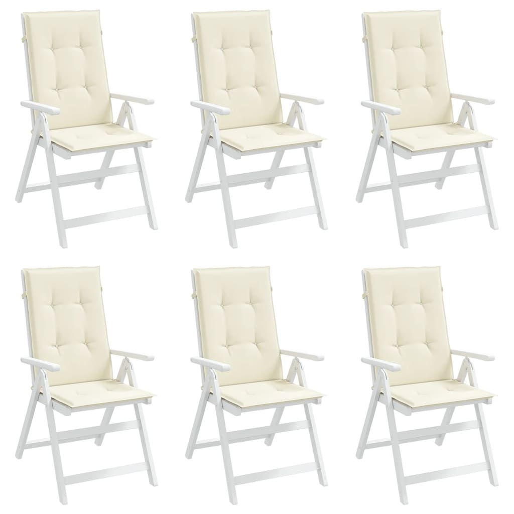 Gartenstuhlauflagen für Hochlehner 6Stk. Creme 120x50x3cm Stoff