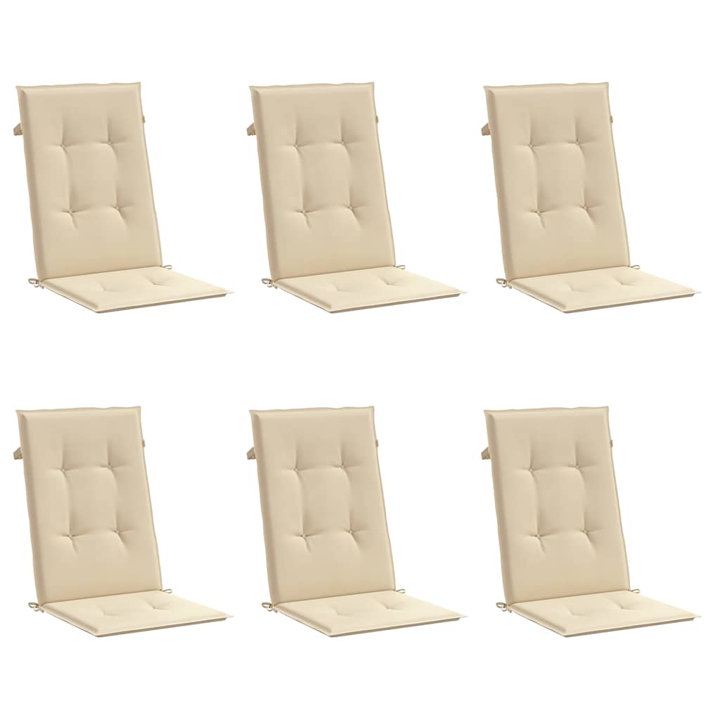 Gartenstuhlauflagen für Hochlehner 6Stk. Beige 120x50x3cm Stoff