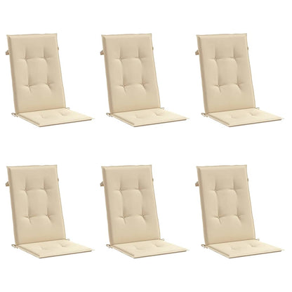 Gartenstuhlauflagen für Hochlehner 6Stk. Beige 120x50x3cm Stoff