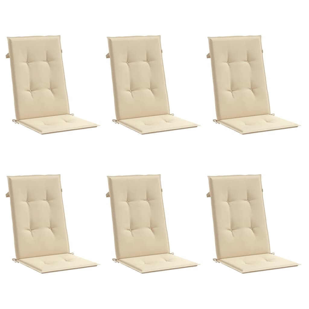 Gartenstuhlauflagen für Hochlehner 6Stk. Beige 120x50x3cm Stoff