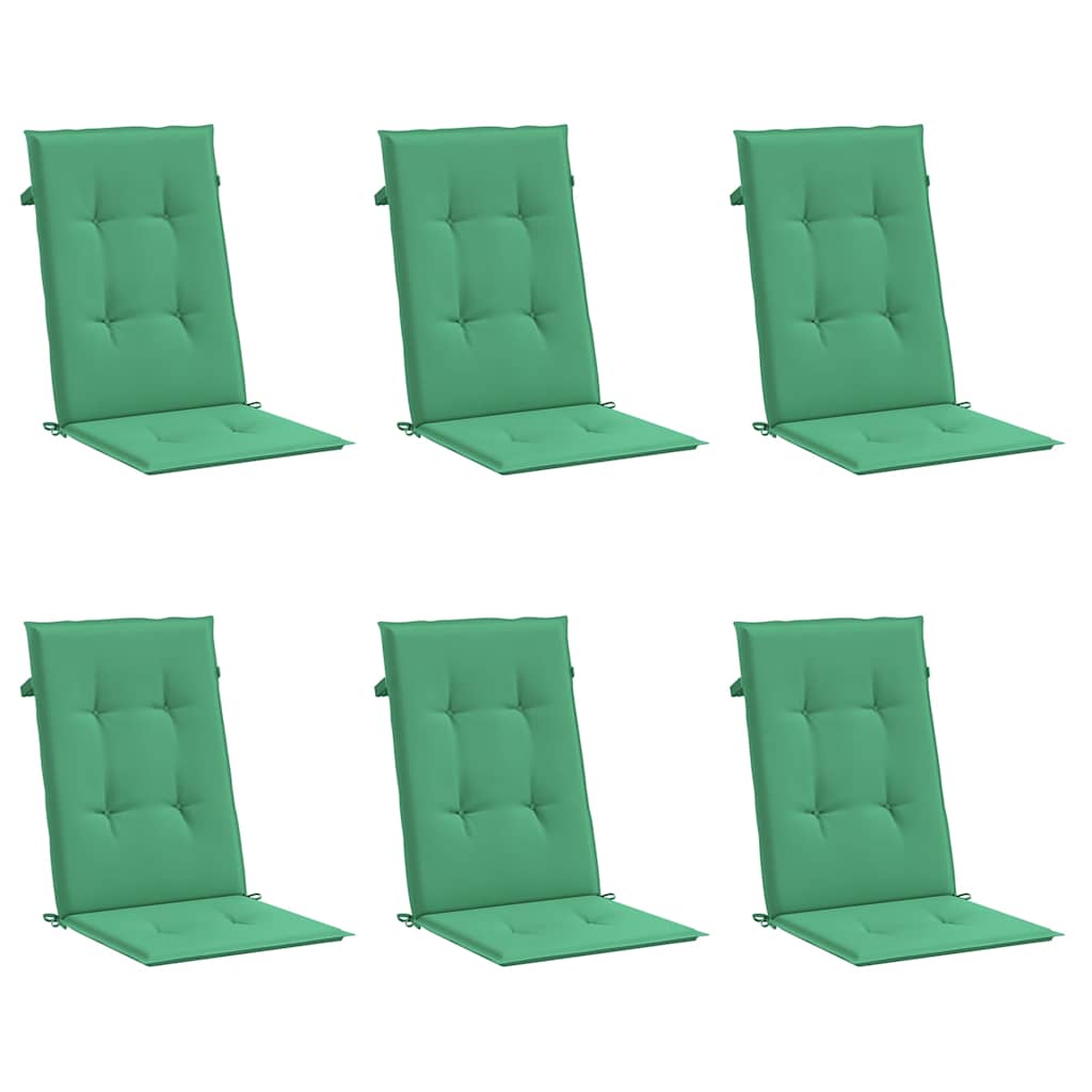Gartenstuhlauflagen für Hochlehner 6 Stk. Grün 120x50x3cm Stoff