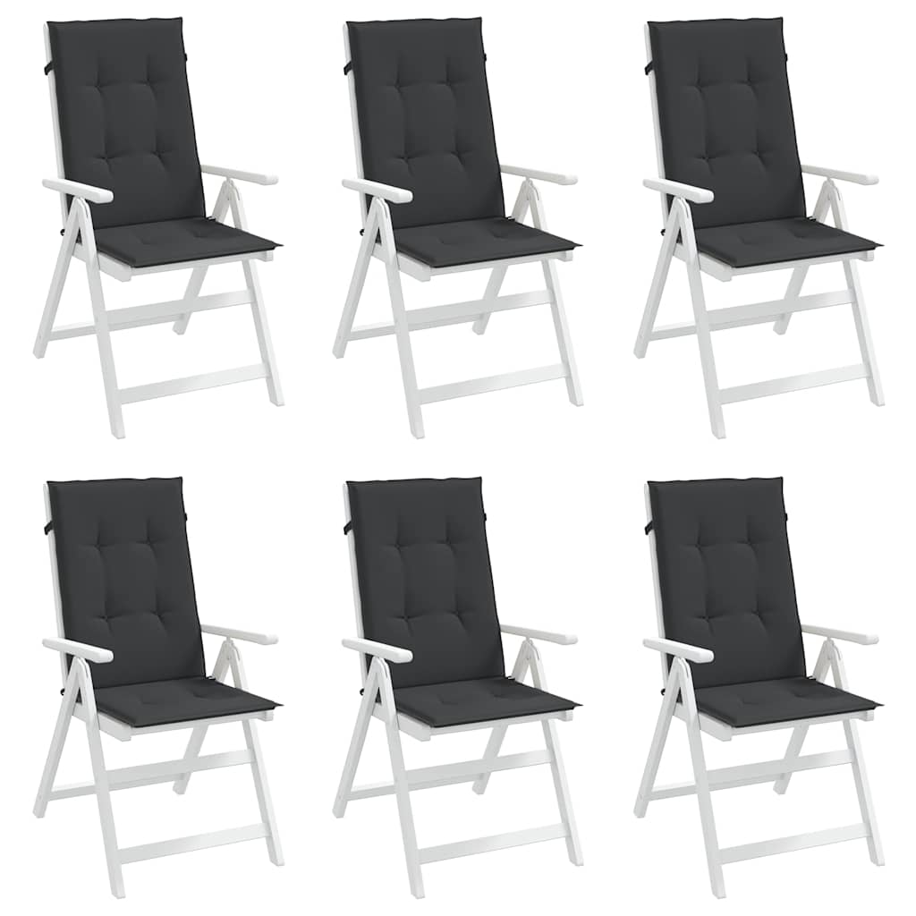 Gartenstuhlauflagen für Hochlehner 6 Stk. Schwarz 120x50x3 cm