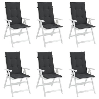 Gartenstuhlauflagen für Hochlehner 6 Stk. Schwarz 120x50x3 cm