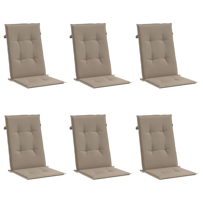Gartenstuhlauflagen für Hochlehner 6Stk. Taupe 120x50x3cm Stoff