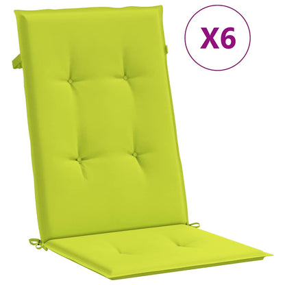 Gartenstuhlauflagen für Hochlehner 6 Stk. Knallgrün 120x50x3 cm
