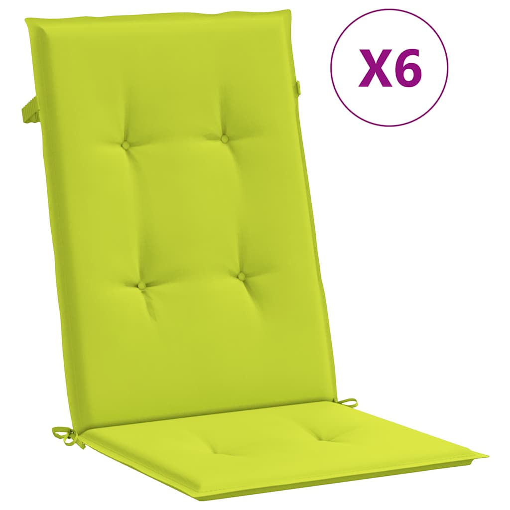 Gartenstuhlauflagen für Hochlehner 6 Stk. Knallgrün 120x50x3 cm