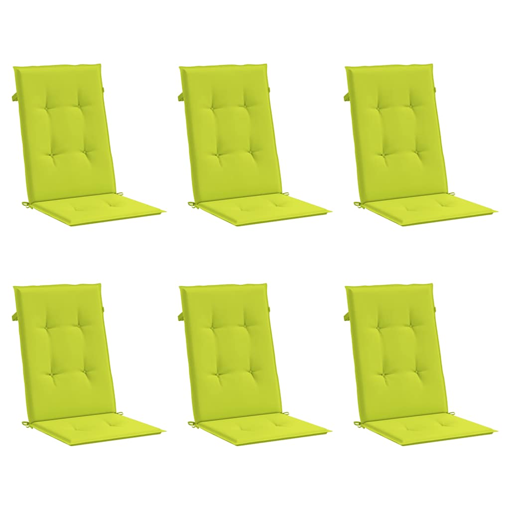 Gartenstuhlauflagen für Hochlehner 6 Stk. Knallgrün 120x50x3 cm
