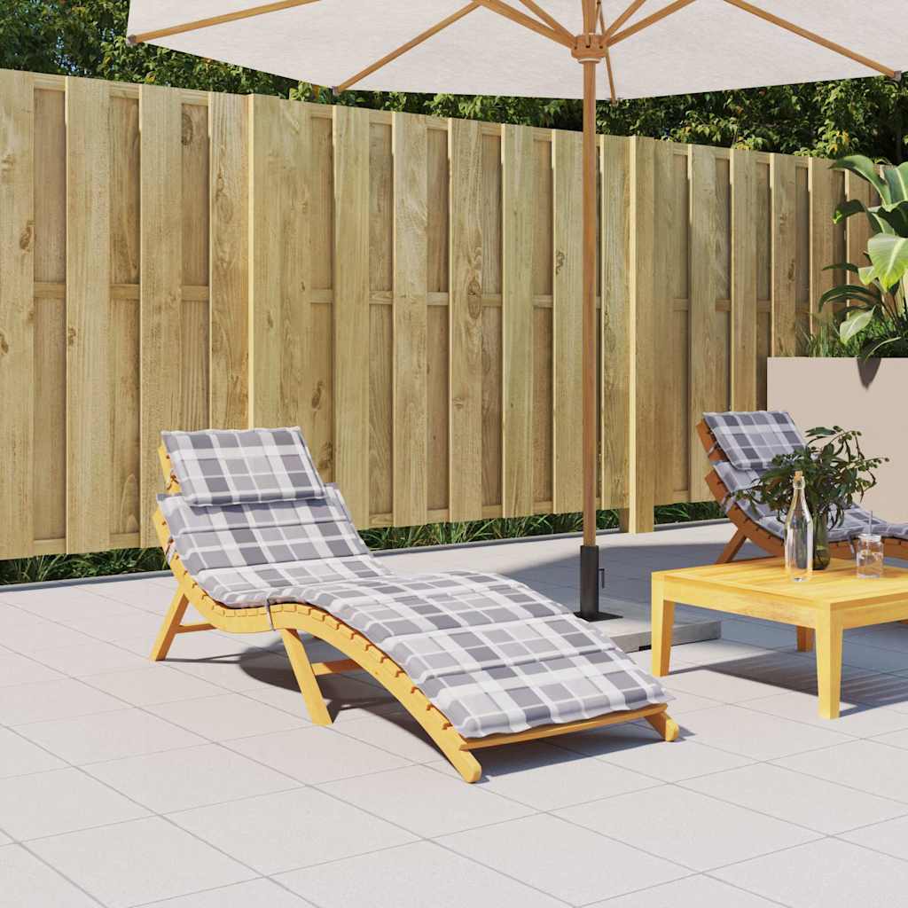 Sonnenliegen-Auflage Grau Karomuster 186x58x4 cm Oxford-Gewebe