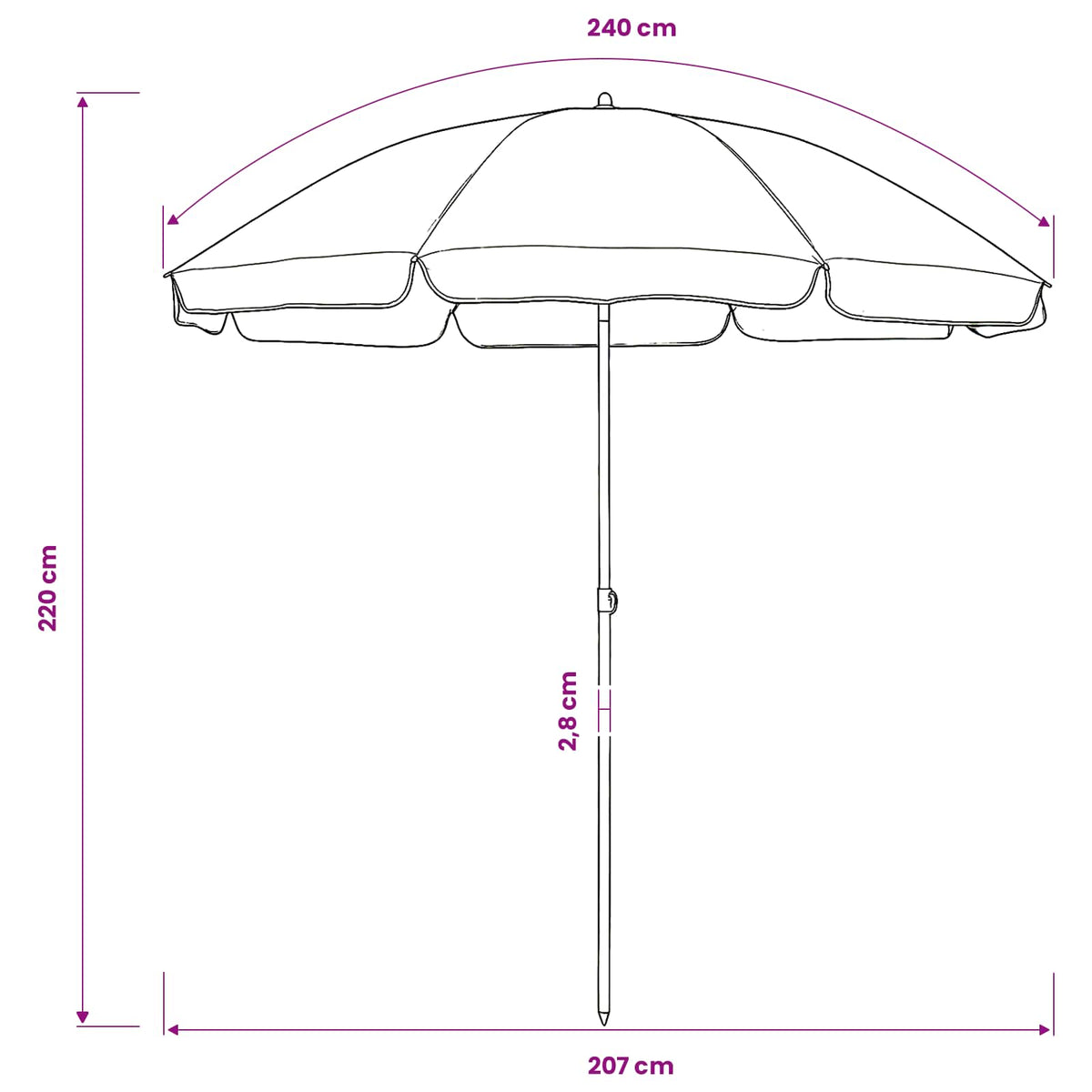 Strandschirm Blau 240 cm