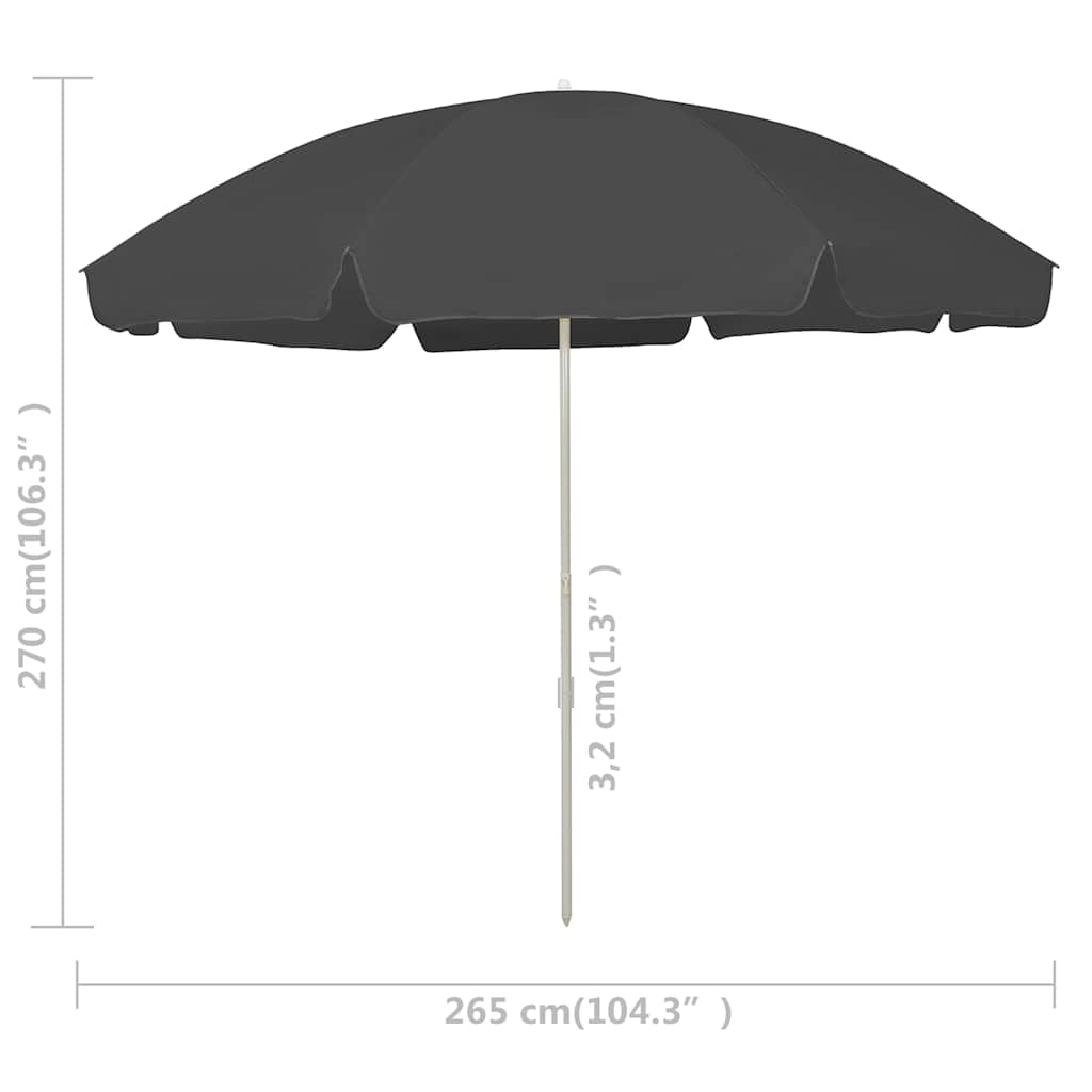 Strandschirm Anthrazit 300 cm