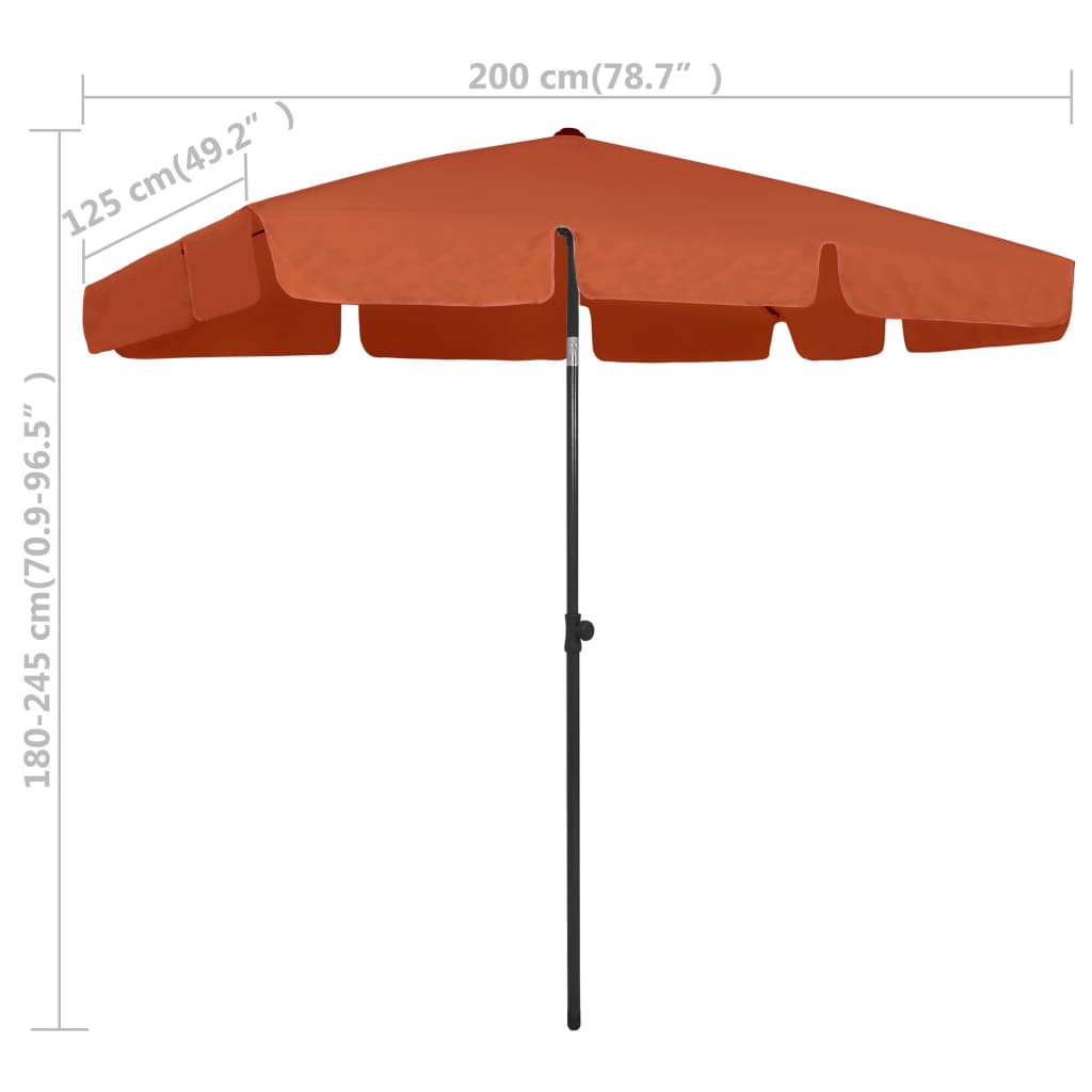 Strandschirm Terrakottarot 200x125 cm