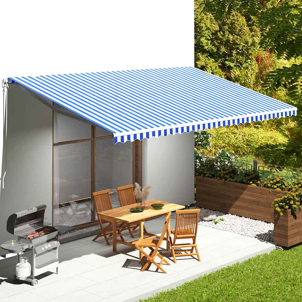 Ersatzstoff für Markise Blau und Weiß 600x350 cm Polyester