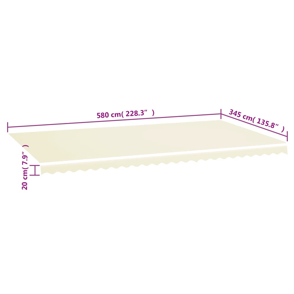 Ersatzstoff für Markise Creme 600x350 cm Polyester
