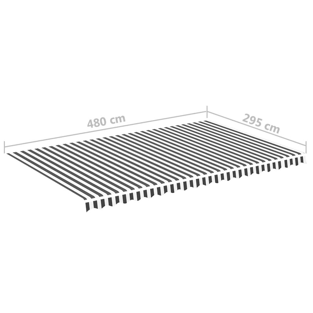Ersatzstoff für Markise Anthrazit und Weiß 500x300 cm Polyester