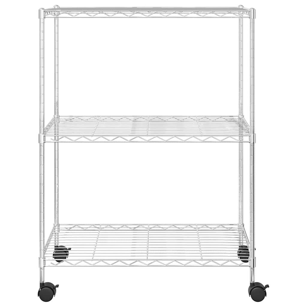 Lagerregal mit 3 Böden und Rollen 60x35x81 cm Verchromt 150 kg
