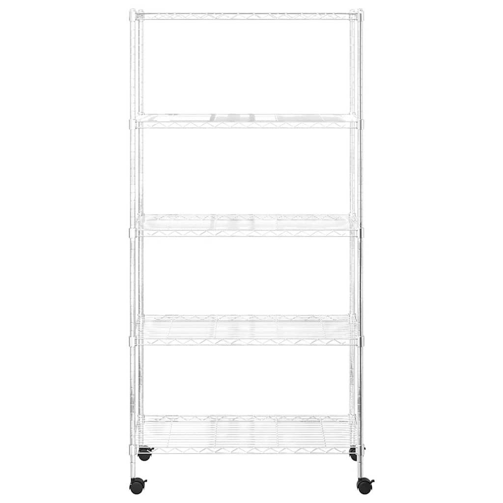 Lagerregal mit 5 Böden und Rollen 75x35x155 cm Chrom 250 kg