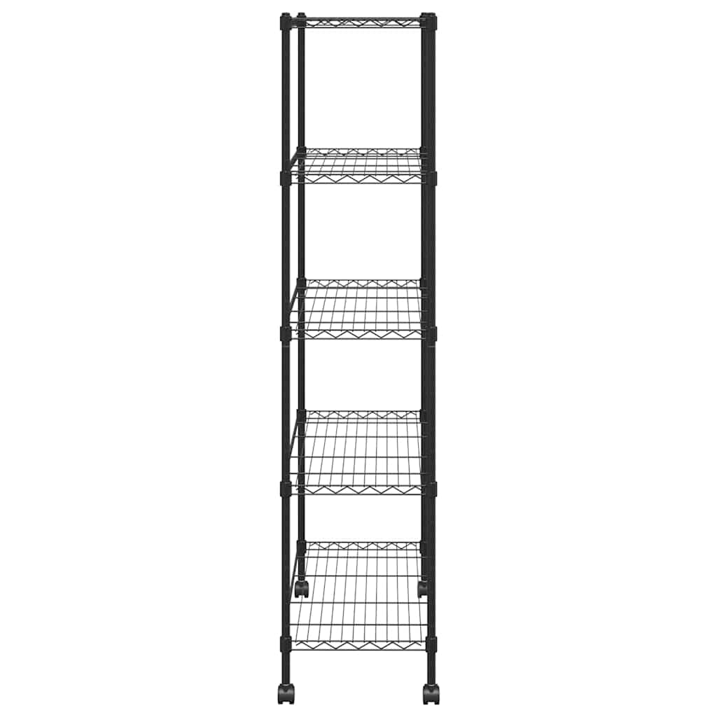 Lagerregal mit 5 Böden und Rollen 75x35x155 cm Schwarz 250 kg