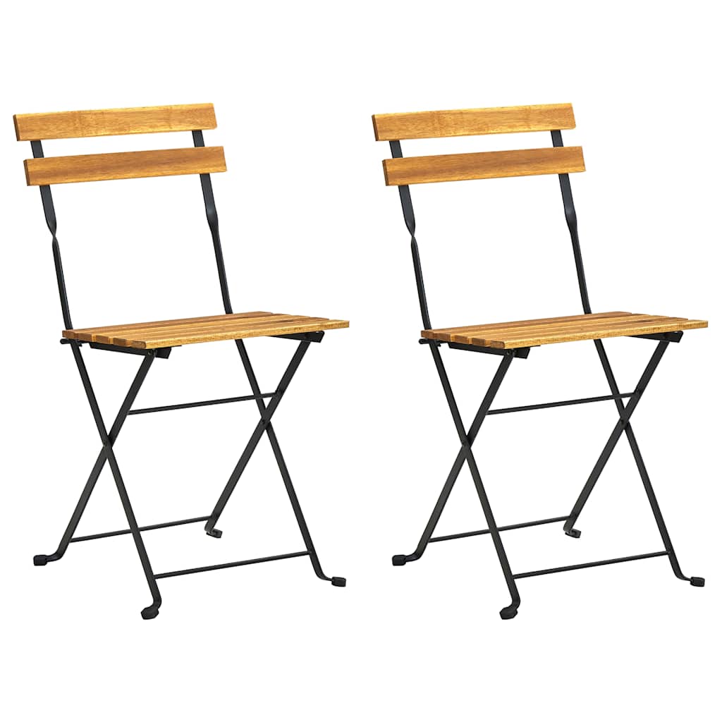 Klappstühle, 2 Stück, Stahl und massives Akazienholz
