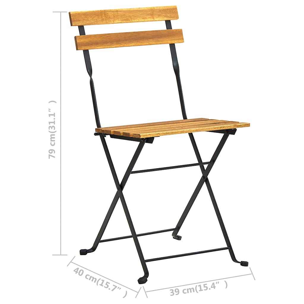 Klappbarer Bistrostuhl, 4-teilig, Massivholz Akazie