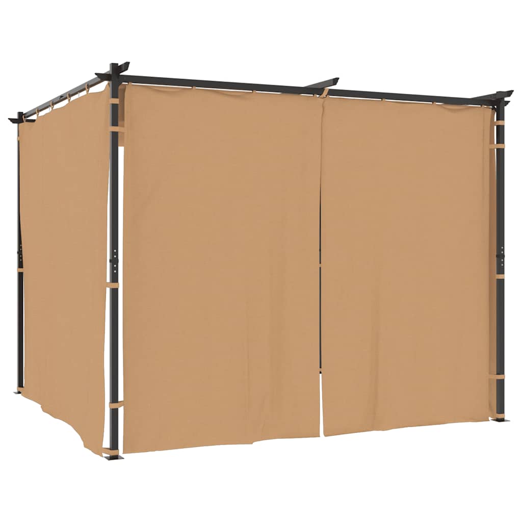 Pavillon mit Vorhängen 3x3 m Taupe Stahl