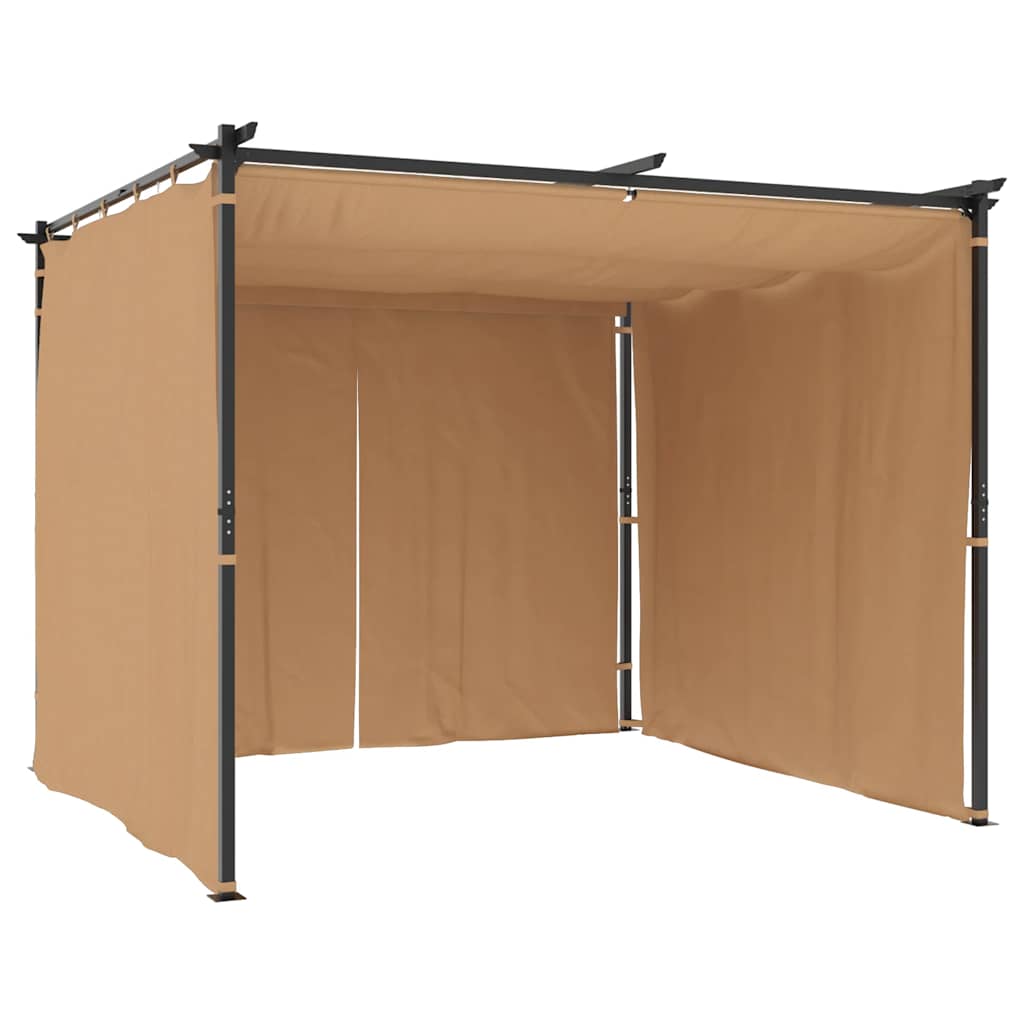 Pavillon mit Vorhängen 3x3 m Taupe Stahl