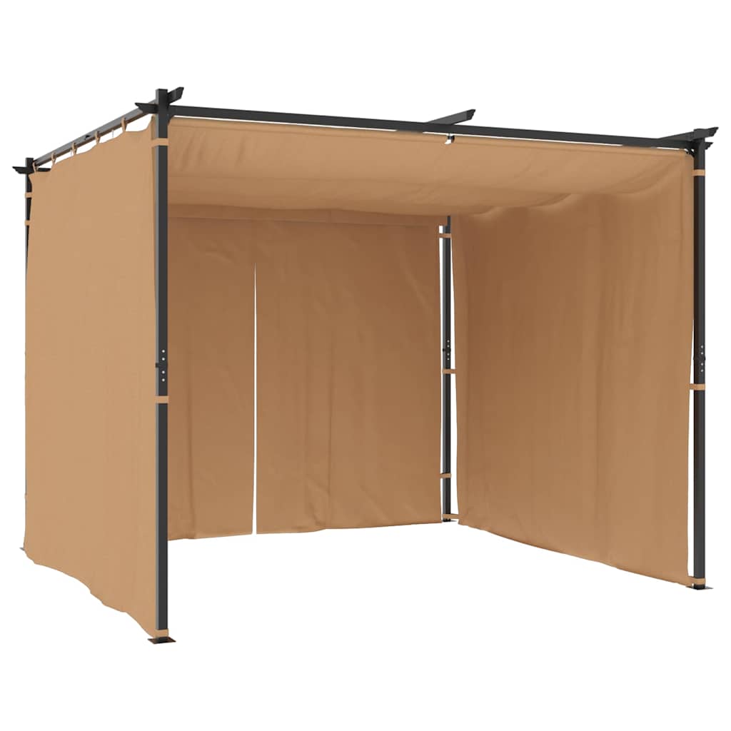 Pavillon mit Vorhängen 3x3 m Taupe Stahl