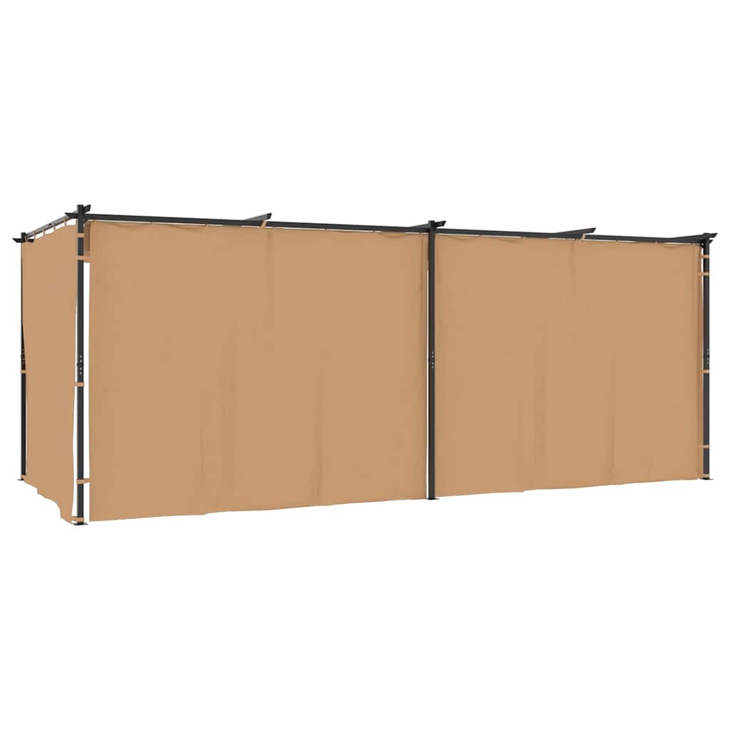 Pavillon mit Vorhängen 6x3 m Taupe Stahl