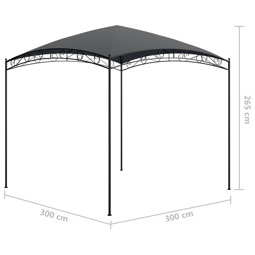 Pavillon 3x3x2,65 m Anthrazit 180 g/m²