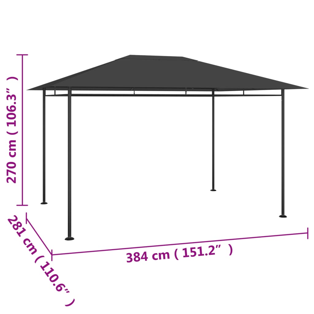 Pavillon 384x281x270 cm Anthrazit 180 g/m²