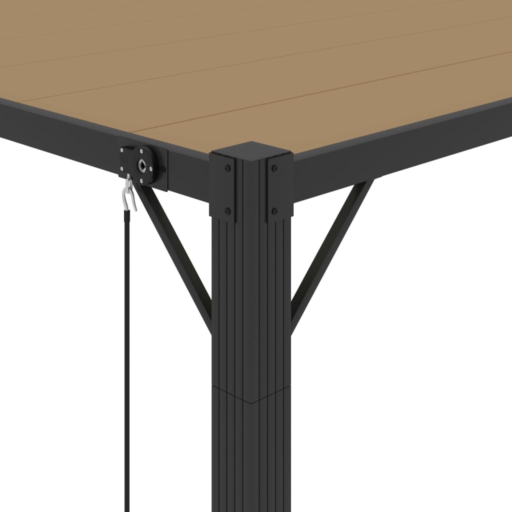 Pergola mit Lamellendach 3x3 m Taupe Stoff und Aluminium