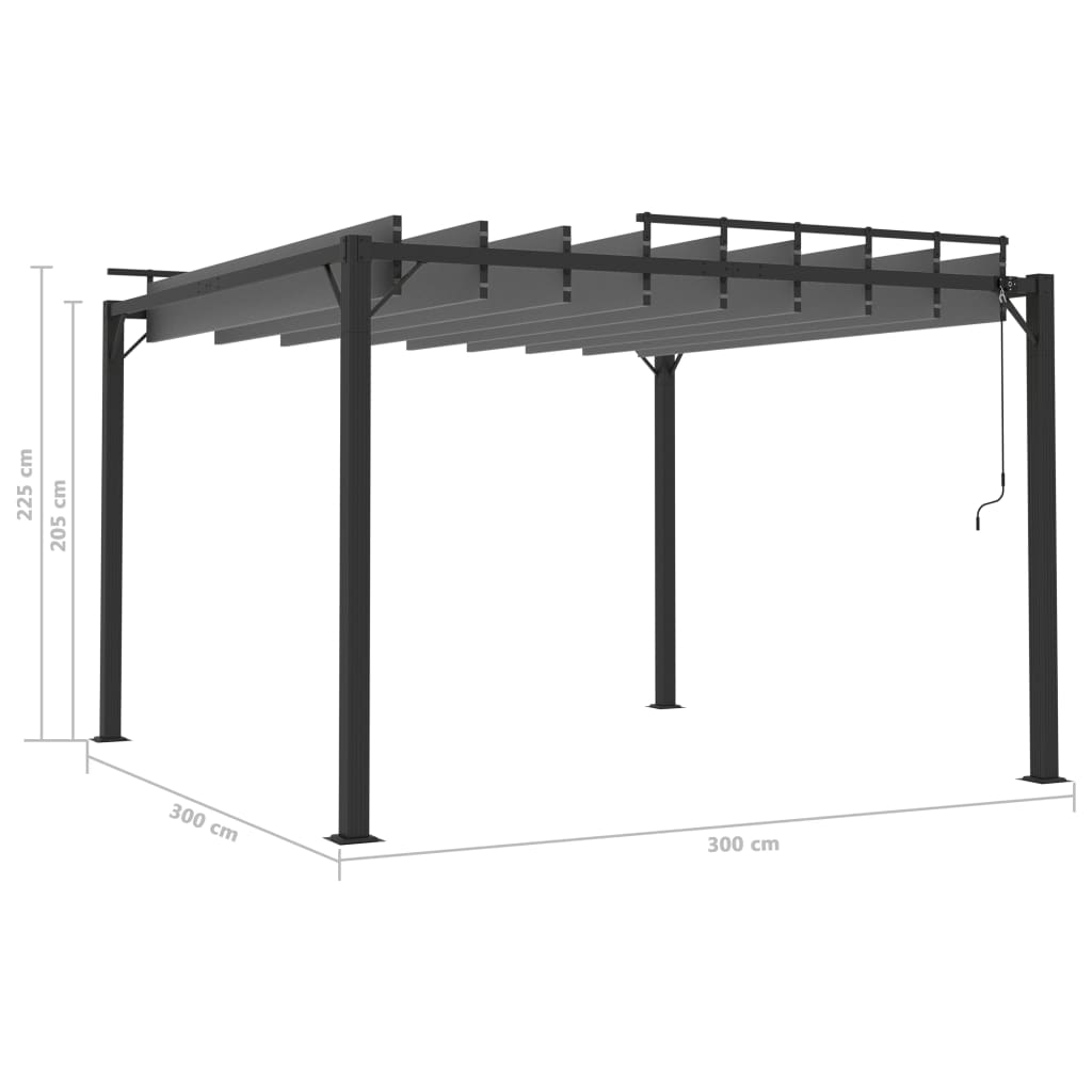 Pergola mit Lamellendach 3x3 m Anthrazit Stoff und Aluminium