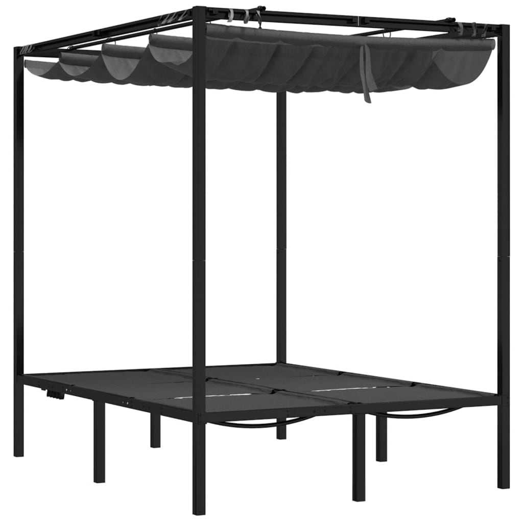 Double sun lounger with curtains and canopy anthracite