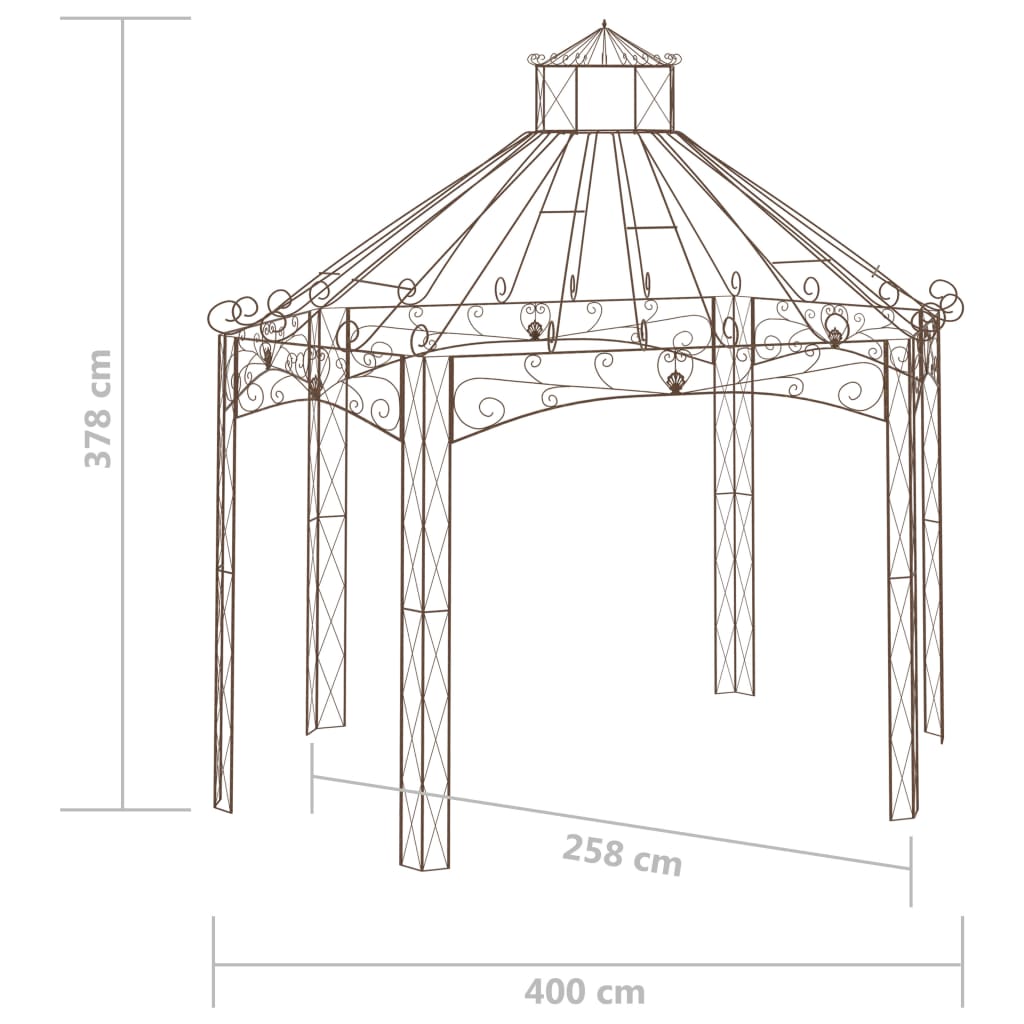 Gartenpavillon Antik-Braun 400x258x378 cm Eisen