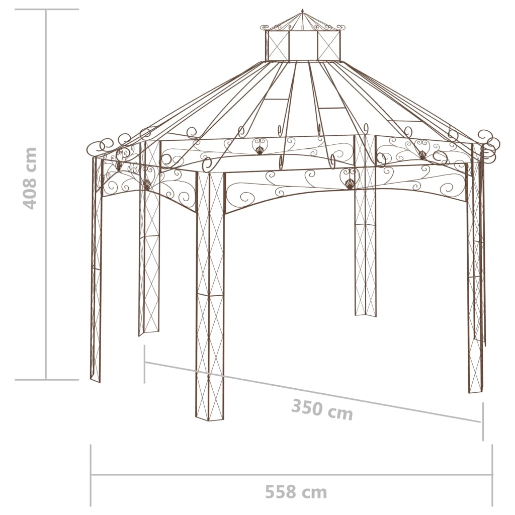Gartenpavillon Antik-Braun 558x350x408 cm Eisen